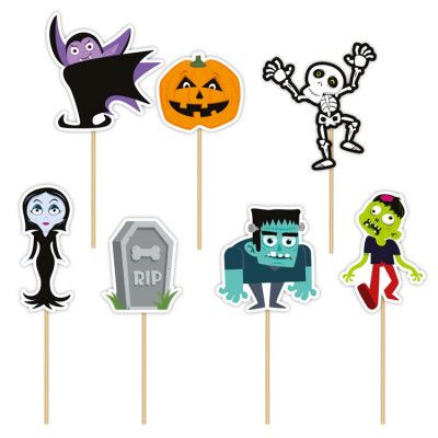 Halloween Monster Cupcake-/Tårtdekorationer 7-pack