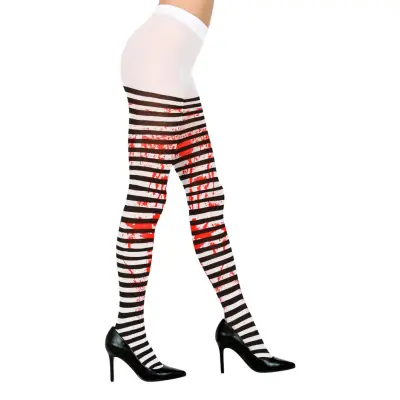 Blodiga Strumpbyxor Svart/Vit Randiga - One size