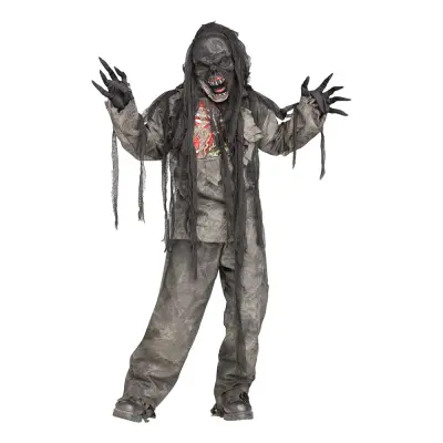 Brännskadad Zombie Barn Maskeraddräkt - Large