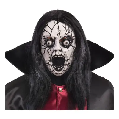 Krackelerad Zombie Mask med Hår - One size