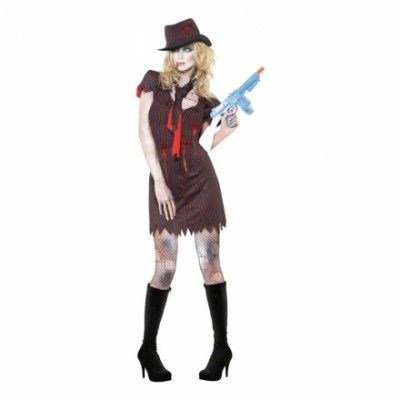 Kvinnlig Zombie Gangster Maskeraddräkt - Small