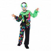 Läskig Neon Clown Barn Maskeraddräkt - Small