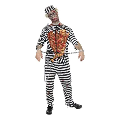 Manlig Zombie Fånge Maskeraddräkt - Medium