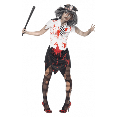 Zombie Kvinnlig Polis Maskeraddräkt L
