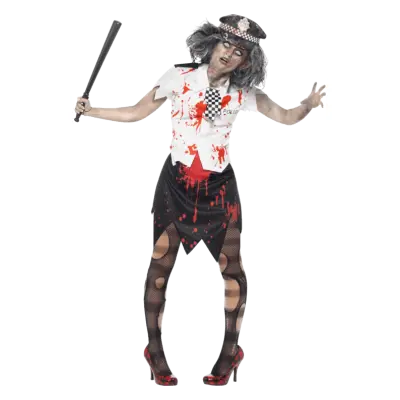 Zombie Kvinnlig Polis Maskeraddräkt M