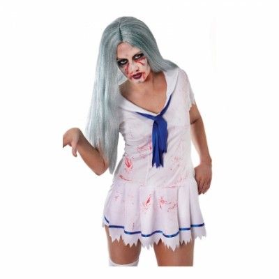 Zombie Lång Grå Peruk - One size