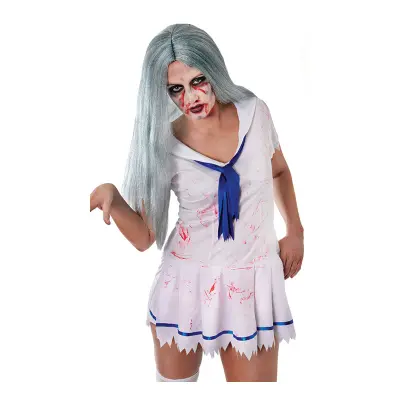 Zombie Lång Grå Peruk - One size