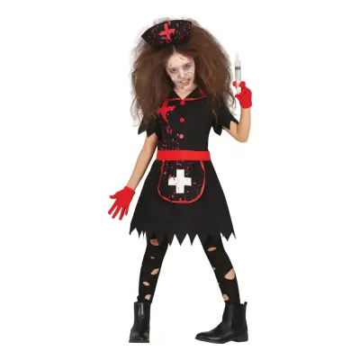 Zombie Sjuksköterska Svart Barn Maskeraddräkt - Large