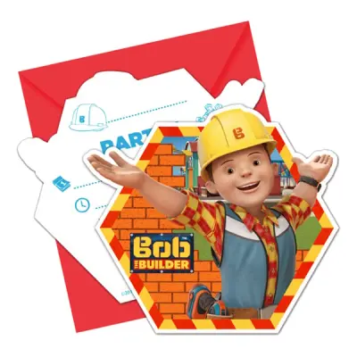 Inbjudningskort Byggare Bob - 6-pack