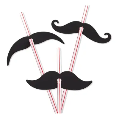 Sugrör med Mustascher - 12-pack